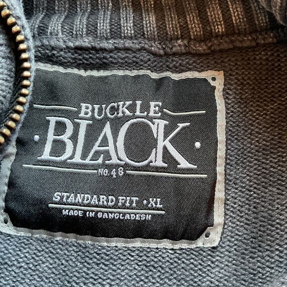 Buckle Black Label Full Zip Sweater Jacket Quilted Mottled Gray Mock Neck XL - Picture 6 of 9